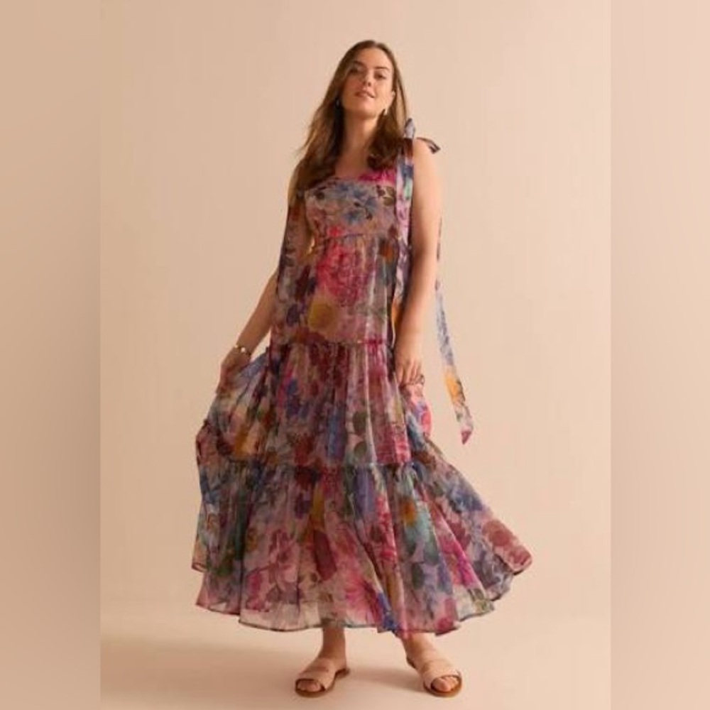 Francesca's Alahna Tie Strap Floral Maxi Dress